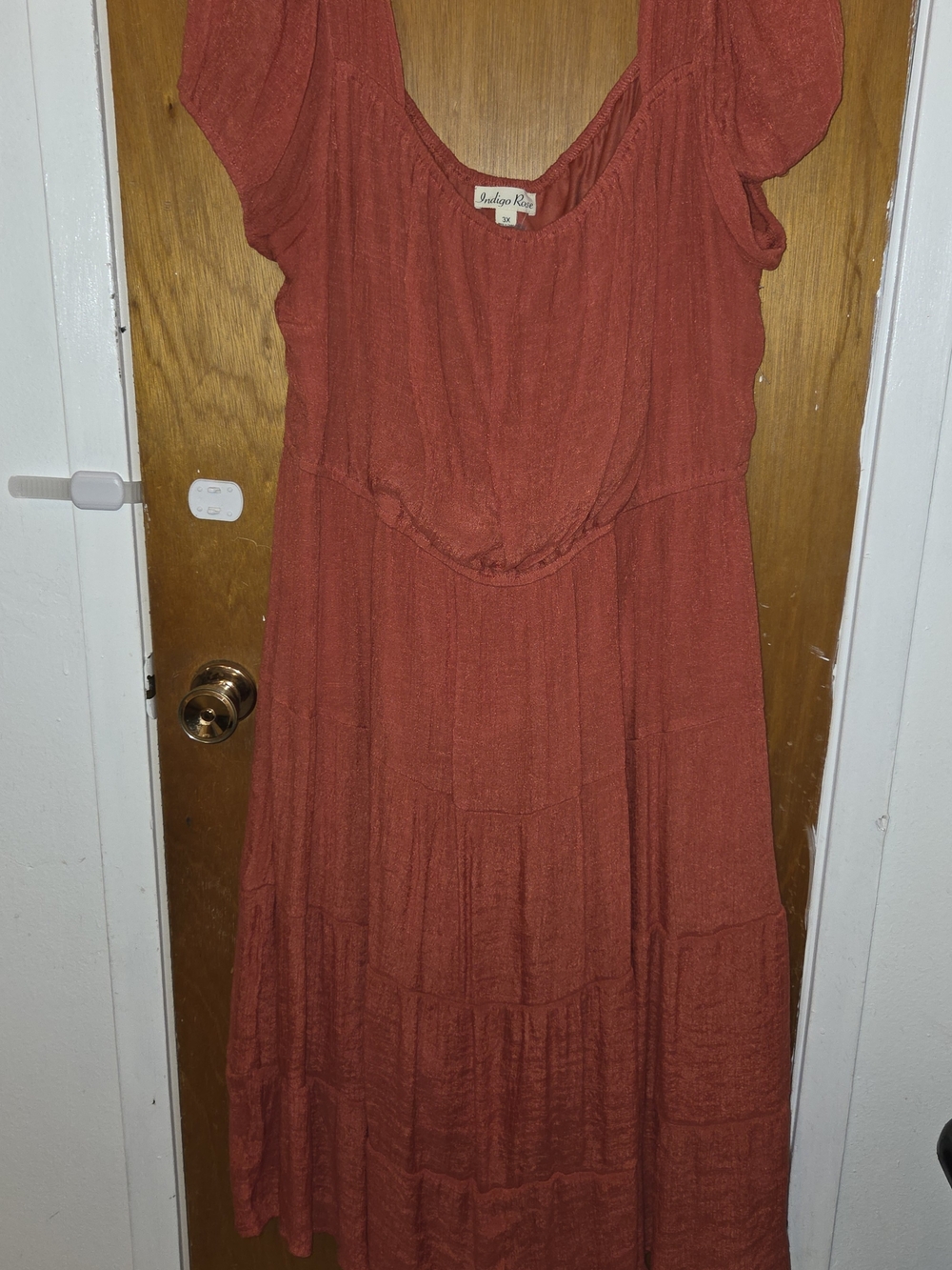 Indigo Rose Rust Tiered Maxi Dress